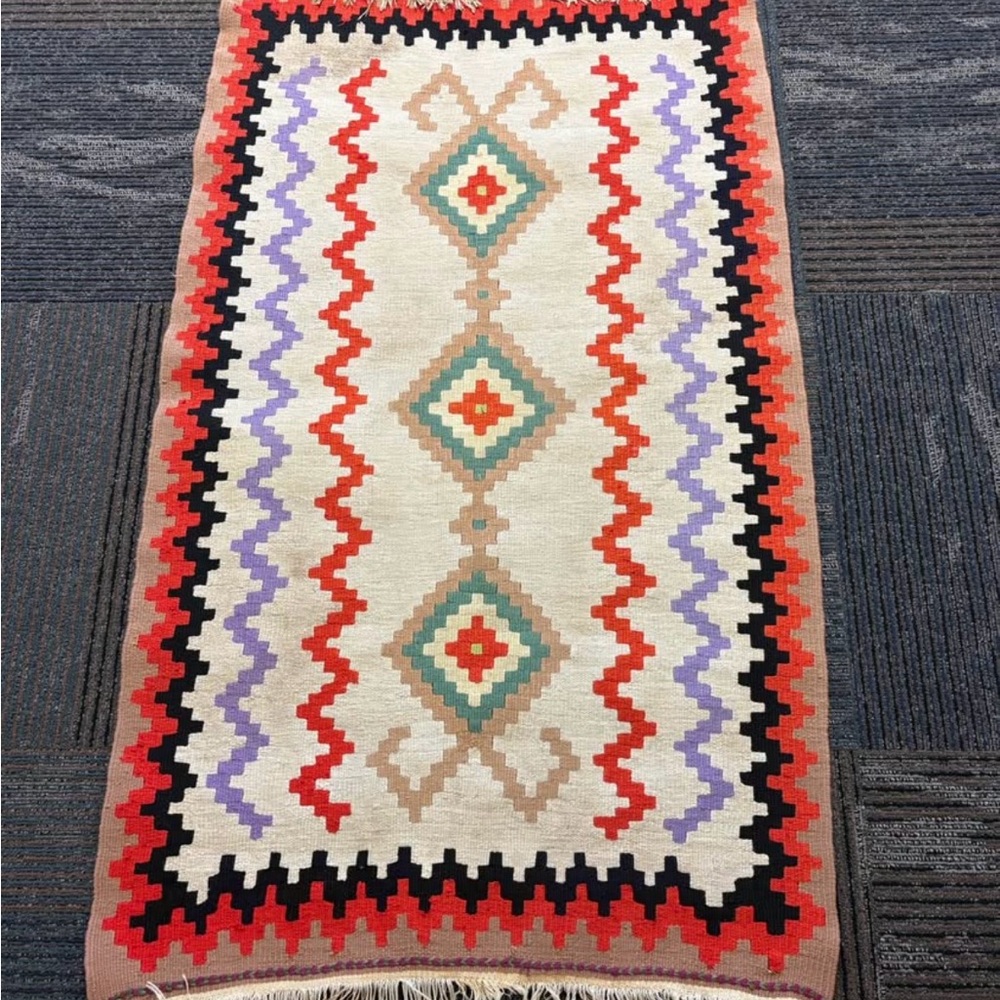 Vintage  persian Hand Knotted kilim Rug 57" x 34"
